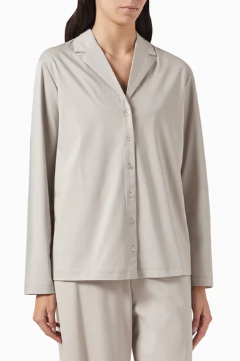 Spread-collar Shirt in Mercerised Cotton