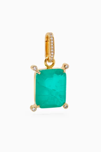 Emerald & Diamond Charm in 18kt Gold