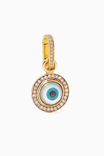 Eye Mother of Pearl & Diamond Charm in 18kt Gold