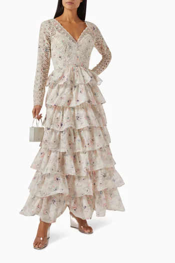 Halliday Tiered Ruffle Gown in Cotton