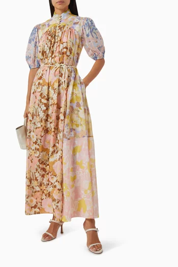 Pop Puff-sleeve Maxi Dress in Cotton