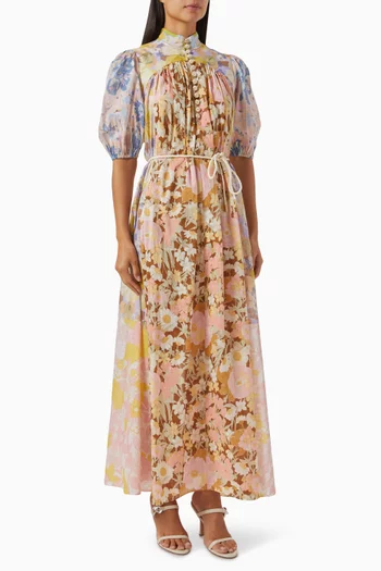Pop Puff-sleeve Maxi Dress in Cotton