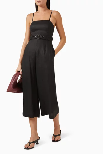 Strapless Cropped Jumpsuit in Linen