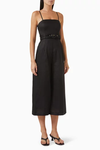 Strapless Cropped Jumpsuit in Linen