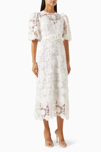 Halliday Flower Midi Dress in Lace