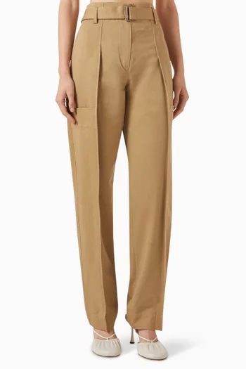 Wide-leg Belted Pants in Cotton