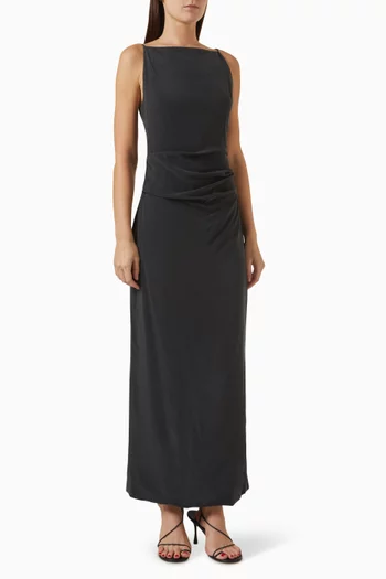 Tuck Maxi Dress in Silk