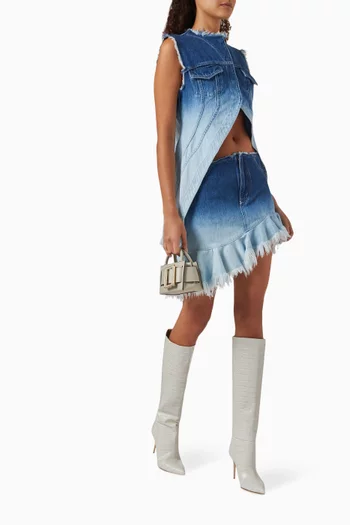 Ombre Mini Skirt in Denim