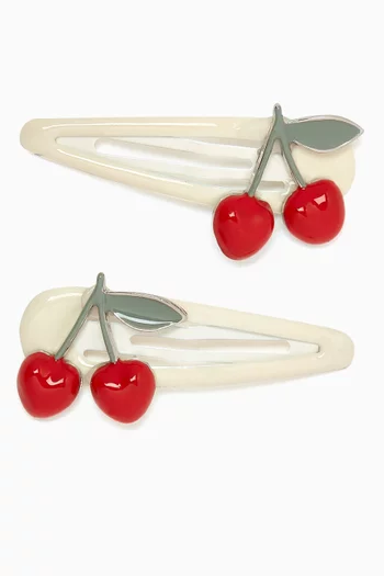 Cherry Hair Clips in Metal, Set of 2
