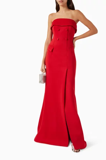 Strapless Flared Gown in Scuba