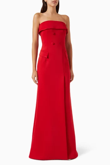 Strapless Flared Gown in Scuba