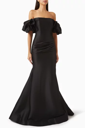 Off-shoulder Mermaid-cut Gown in Satin
