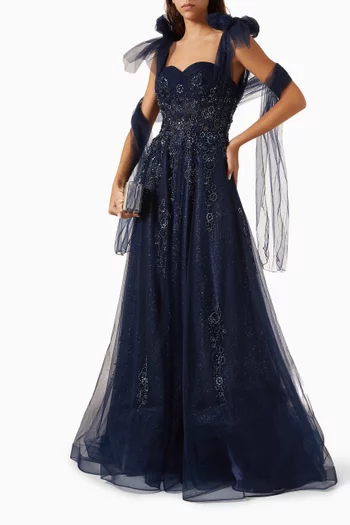 Bead-embellished Corset Gown in Tulle