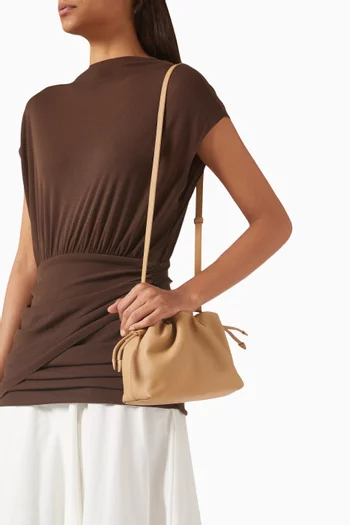 Alexandra Petite Drawstring Clutch in Leather