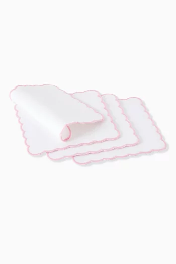 Carnation Scallop Napkin in Linen, Set of 4