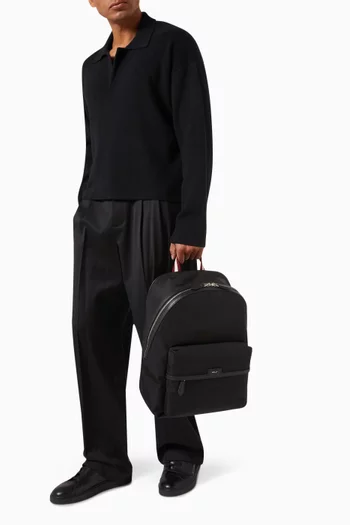 Code Backpack in Nylon & Grained Leather