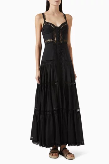 Ardele Front-slit Maxi Dress in Cotton Blend