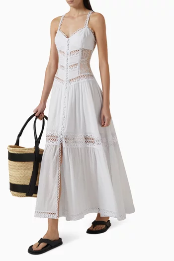 Tiana Lace-trim Maxi Dress in Cotton Blend