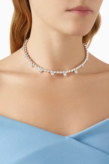Cubic Zirconia Beaded Necklace in Sterling Silver