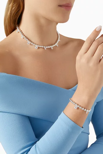 Cubic Zirconia Beaded Bracelet in Sterling Silver