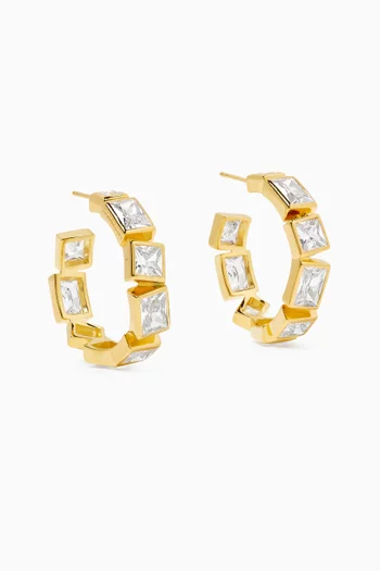 Cubic Zirconia Hoop Earrings in 18kt Gold-plated Sterling Silver