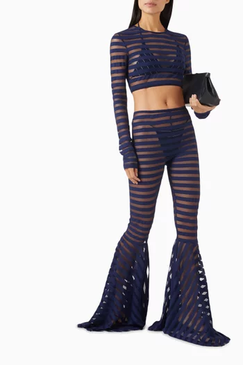 Fishtail Leggings in Striped Mesh