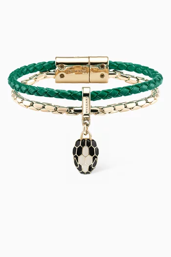Serpenti Forever Bracelet in Leather & Brass
