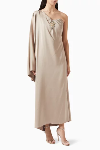 Elara One-shoulder Dress in Crepe-satin