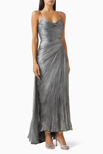 Lively Draped Maxi Dress in Silk Mousseline
