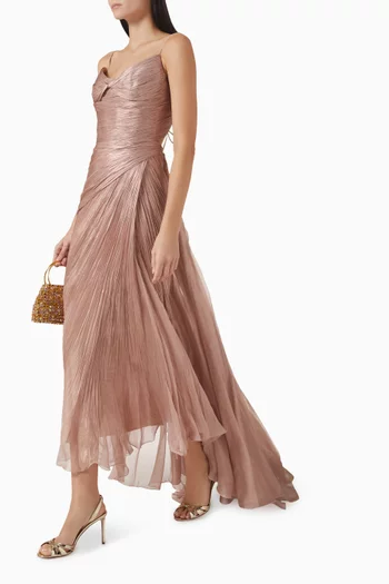 Lively Draped Maxi Dress in Silk Mousseline