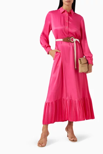 Pleated-hem Shirt Dress