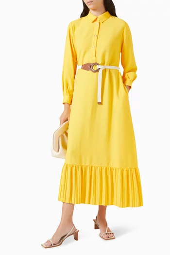 Pleated-hem Shirt Dress