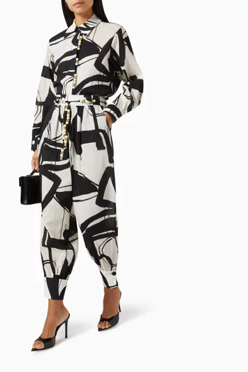 Beaded-belt Pants in Cotton