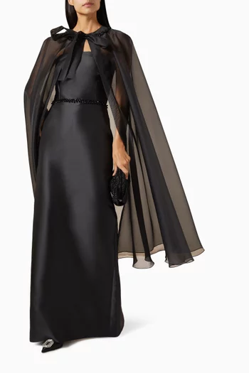 Detachable-cape Maxi Dress