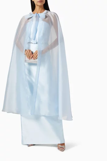 Detachable-cape Maxi Dress