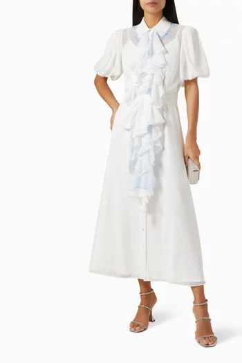 Belted Ruffle Midi Dress