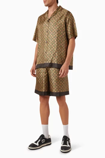 GG Horsebit-print Shorts in Silk-twill