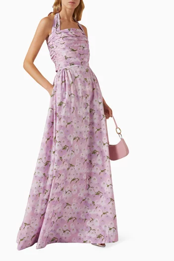 Ella Printed Maxi Skirt in Taffeta
