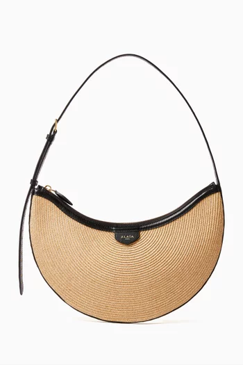Small One Piece Demi Lune Bag in Paper Straw