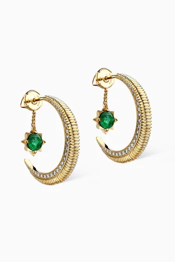 Colours of Love Baby Hilal Emerald & Diamond Earrings in 18kt Yellow Gold
