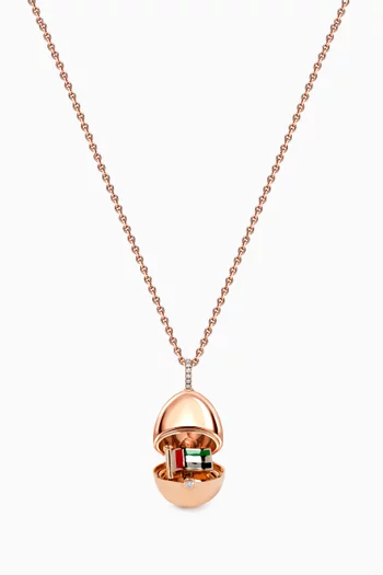 Essence UAE Flag Surprise Locket Necklace in 18kt Yellow Gold