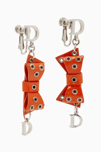 Bow Drop Clip-on Earrings in Patent Leather