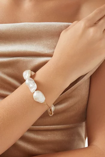 Baroque Safety Pin Bracelet in 14kt Gold