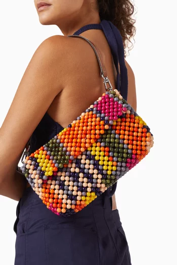 Timmy Beaded Shoulder Bag in Satin