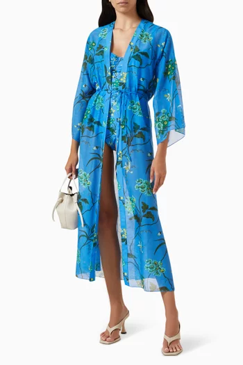 Tie-up Kaftan in Cotton Voile