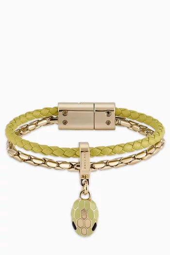 Serpenti Forever Bracelet in Leather & Plated Brass