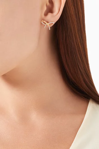 Bow Crystal Stud Earrings in 24kt Gold-plated Sterling Silver