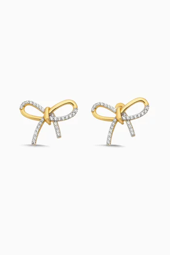 Bow Crystal Stud Earrings in 24kt Gold-plated Sterling Silver