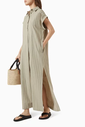 Striped Kaftan in Organic Cotton-blend