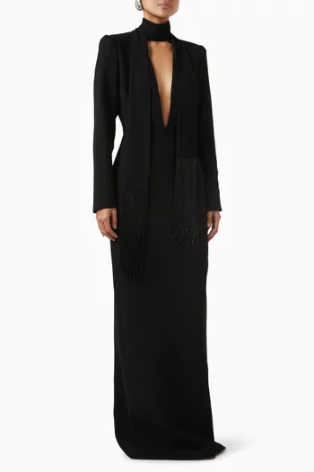 Guinerve Fringe-scarf Maxi Dress